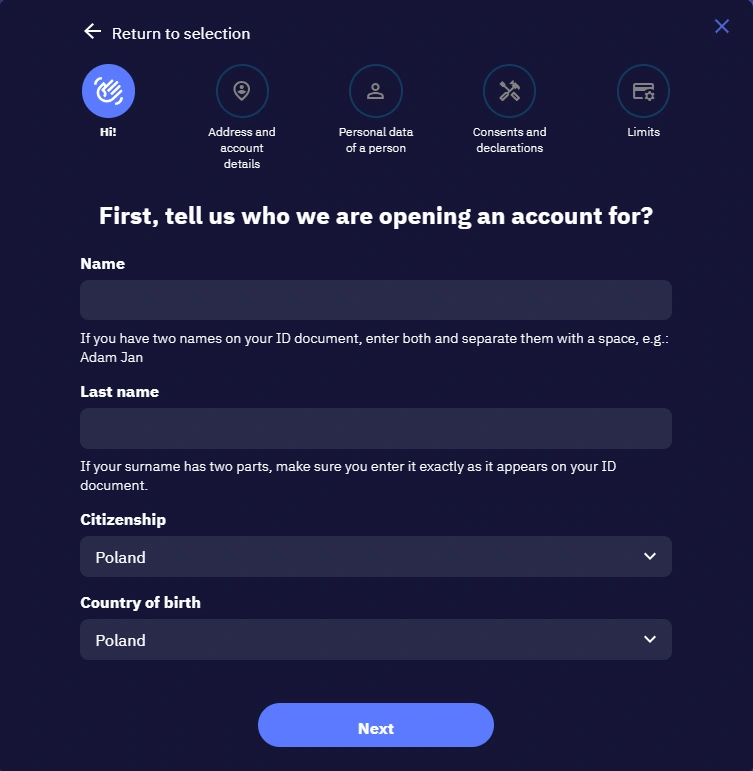 total signup page